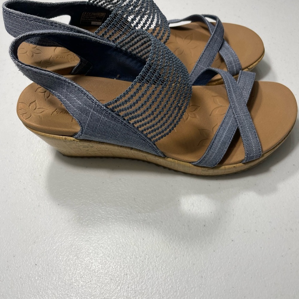 Cali Skechers Luxe Foam Women's Blue Sandals Size 8 SB-95 - Picture 2 of 7